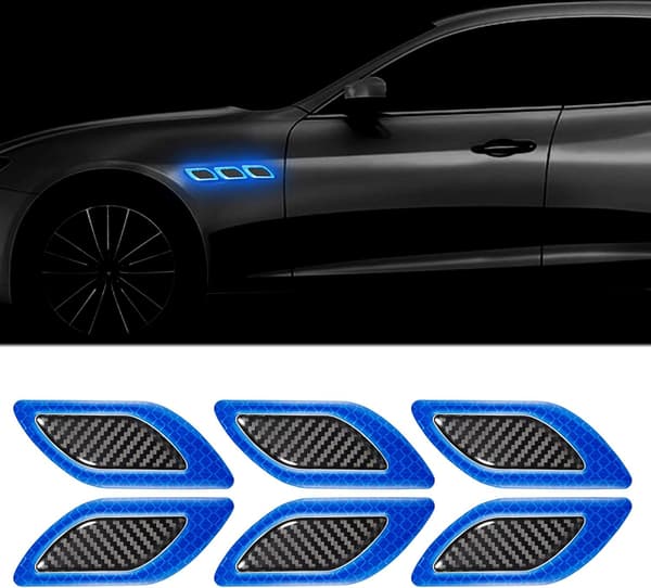 6-pack 3D Reflekterande Dekaler Bilhuv Stötfångare Hög Intensitet