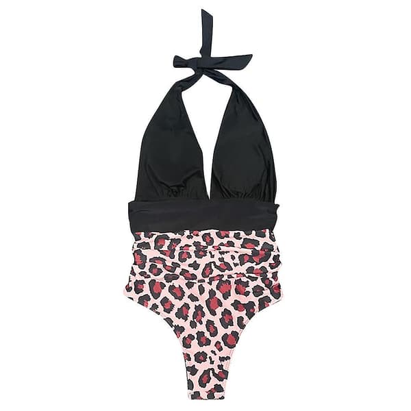 Damernas En-Delad Baddräkt Halter Neck Badkläder Badkläder Black Leopard S