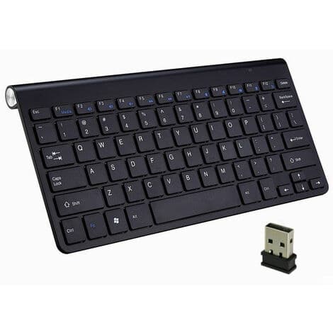 Trådløst tastatur, Mini USB, Ergonomisk, Lydløst, Gummi til PC, Bærbar, TV, Computer