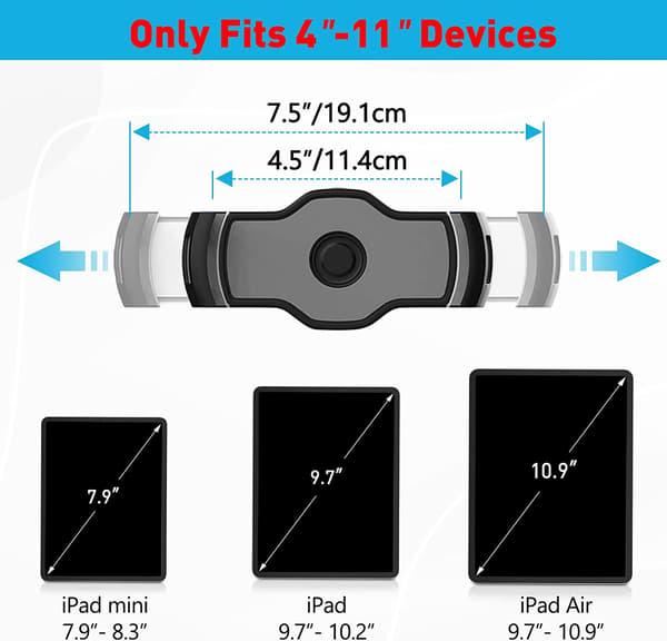 Aluminium Tablet Stativ med Lång Arm, Vikbart Stativ för iPad, Justerbart Tablet Stativ, 360° Swivel Fästen för iPad