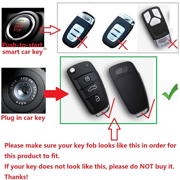 Blød silikone gummi nøgle shell etui til Audi A1 A3 A4 A6 A8