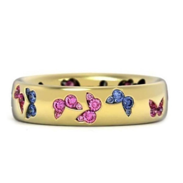 Skinnende dame ring sommerfugl mønster rustfrit udsøgt blandet farve dame finger ring til bryllup Golden US 8