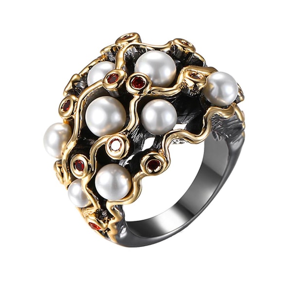 Vintage Faux Pearl kvinner Finger Ring Jubileum Løfte Forslag Smykker Gave US 9