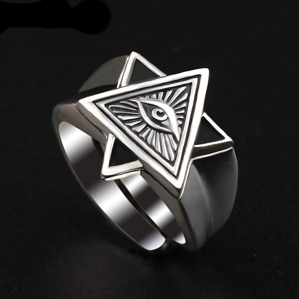 Vintage Silverfärgad Davidsstjärna Eye Of Horus Ring för män Amulet Casual Smycken