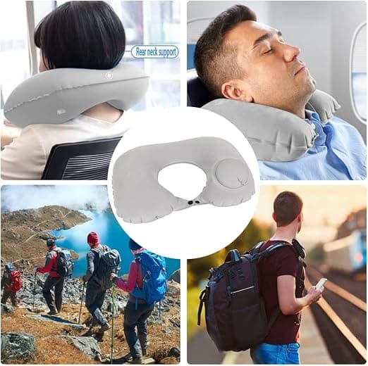 1 stk Grå Oppblåsbar Reisepute, Oppblåsbar U-formet