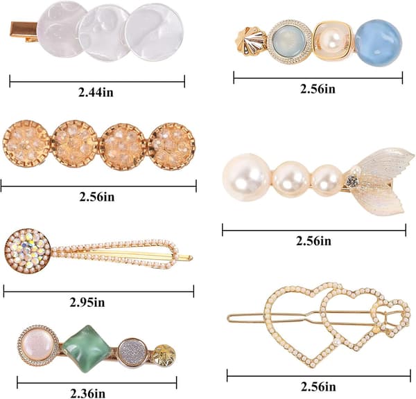 Perle Hårklemmer (8 stk Blå) Perler Akryl Barrette Hårnåle
