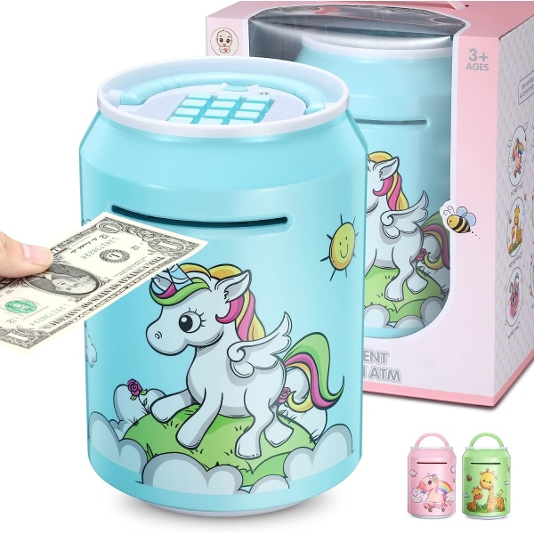 Piggy Bank, Gift 4 5 6 7 8 9 10 11 12 13 Years Old Boys and Girls, Perfect Electronic Piggy Bank Children Cartoon Automatic Teller Machine with Passwo