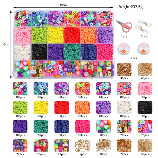 24 Gitre Blød Ler Bløde Keramiske Perler DIY Boks Håndlavet DIY Perlesæt