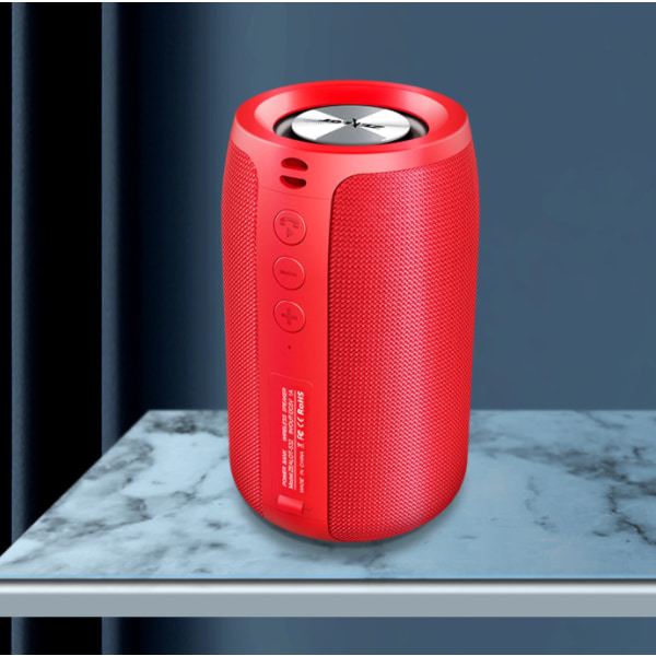 Trådlös bluetooth högtalare, portabel utomhushögtalare liten subwoofer (röd),