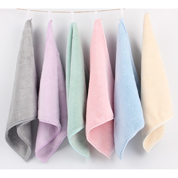 3 stycken absorberande korallfleece kvadratiska handdukar förtjockade små kvadratiska handdukar små handdukar små näsdukar 30*30 (Korallfleece handduk - blå)