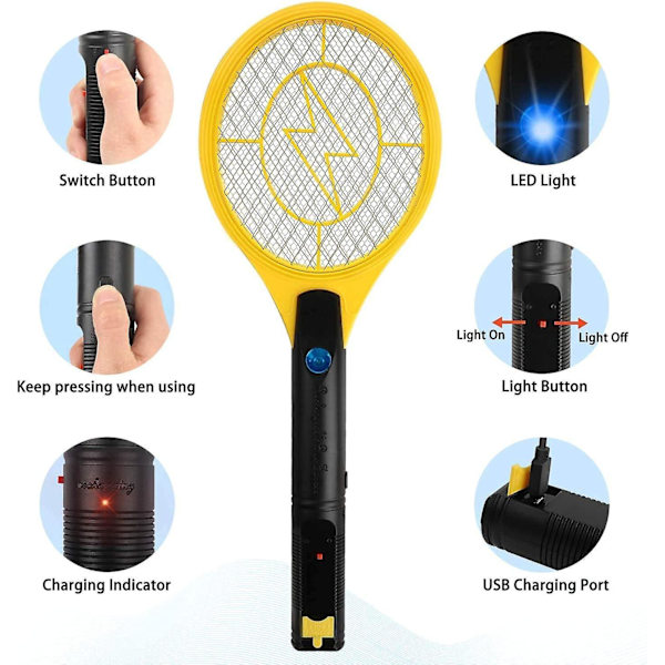 Elektrisk Myggracket (USB Laddningsbart), Effektiv Myggdödare, Insektsdödare Med Trippelskiktsnät, För Utomhus Och Inomhus
