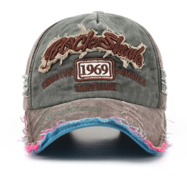 1 stk Hatt 1969 Retro Vask Gamle Bokstaver Broderte Ødelagt Hull