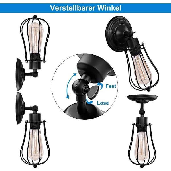 Gammel vegglampe, ledningsbur vegglampe, retro hjemmedekorasjon vegglampe, hodegjerde, bad, soverom, gårdshus, inngang, garasje (enkelt hode),