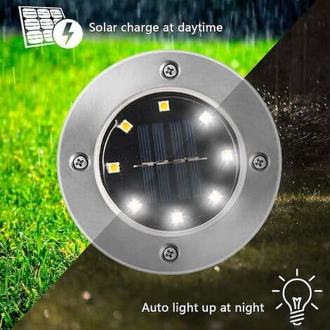Solcelled underjordisk lys 4led solcelle ganglys solcelle plænelys hvidt lys