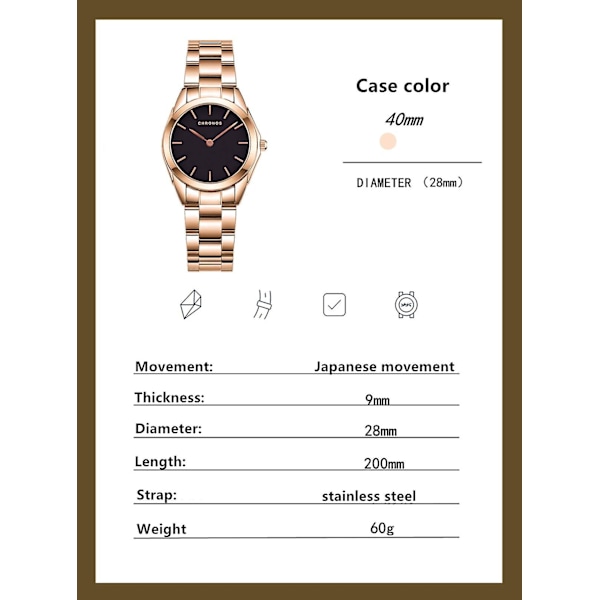 Dameur Mode Casual Japansk Quartz Ur Dame Business Vandtæt Rustfrit Stål Ur