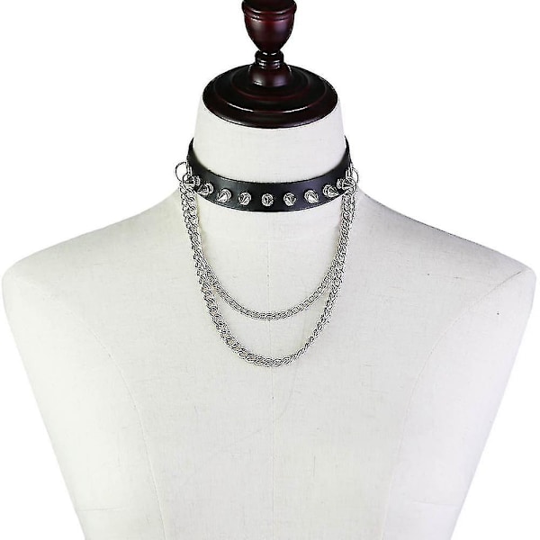 Spike Choker Halskæde Goth Kragekæde Punk Choker Kvinder Mænd Sort Læder Choker Cool Gothic Smykker orange