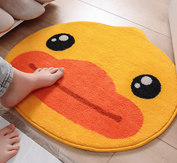 Antiskli baderomsteppe med absorberende egenskaper, liten gul andehode 55*54cm,
