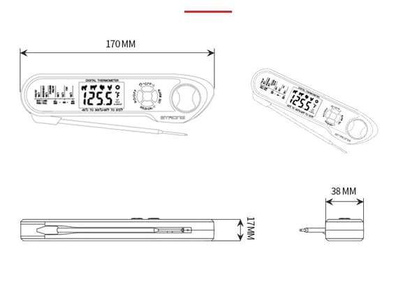Vandafvisende Foldbar Madtermometer Dobbelt Sonde BBQ Termometer