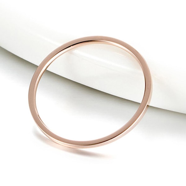 Damer Mode Glat Tynd Titan Stål Bånd Finger Ring Bryllup Smykker Gave Silver US5