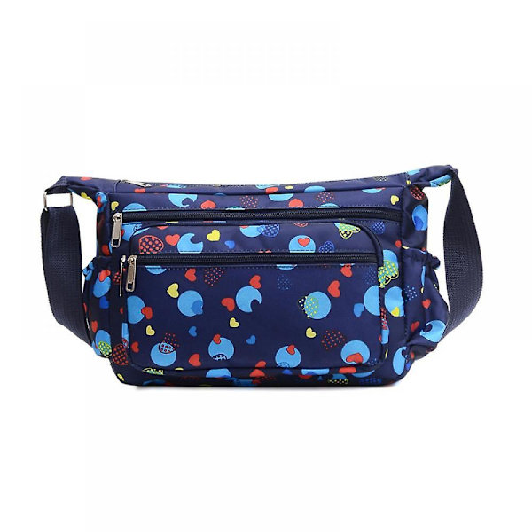 Dam Messenger Bag i Oxfordtyg, Casual Diagonal Blommig Tygväska, Myntplånbok A916-1197 B