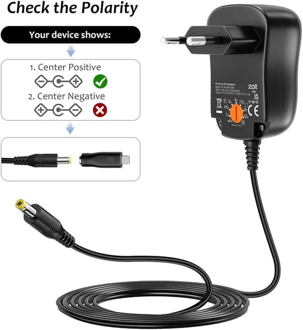 41W Universal AC/DC Strømadapter 3V 4.5V 5V 6V 7.5V 9V 12V Koblingsstrømforsyning Transformator med 8 DC-kontakter