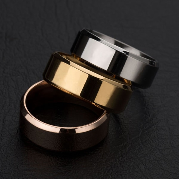 1 stk Ring Unisex Rustfritt Stål Speil Lett Finger Ring For Bryllup Black US 9