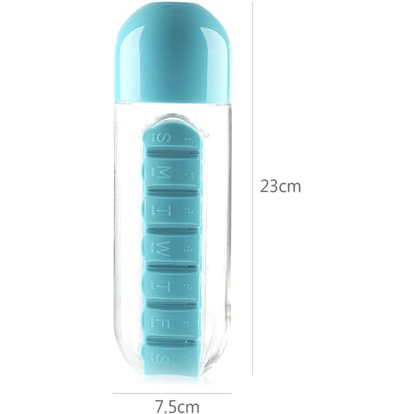 2-i-1 Bærbar Pilleboks/Flaske - 600ml (Gul)
