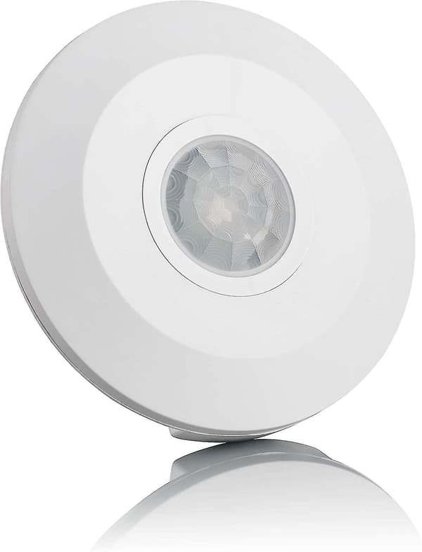 2x Innendørs bevegelsessensor, overflate montering, programmerbar, infrarød sensor, rekkevidde 6m/360, egnet for LED