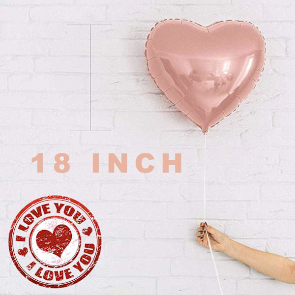 18 tum roséguld hjärta folie ballong, 20 st hjärta helium ballonger, bröllop folie ballong, folie luft ballong, hjärta ballonger, helium ballong