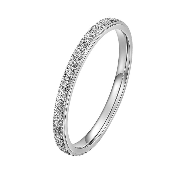 Glitter Matte Slim Band Titanium Stål Finger Ring Brude Bryllupssmykker Gift Silver US 4 2mm