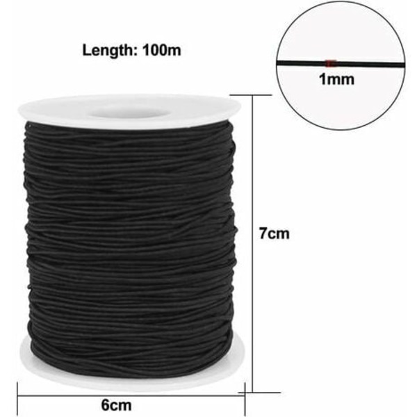 Kartokner 1mm 100m Elastisk Snøre, Håndværkssnøre, Tråd Elastisk Snøre Rulle til Armbånd, DIY Håndværk, Armbånd Halskæder, osv.