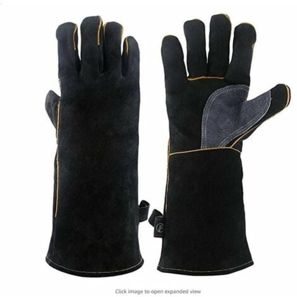 Ovn Handsker, Læder BBQ Handsker, 16 tommer (41 cm) Universelle Varmebestandige Ovn Handsker, Perfekt til Grill BBQ Køkken Ovn