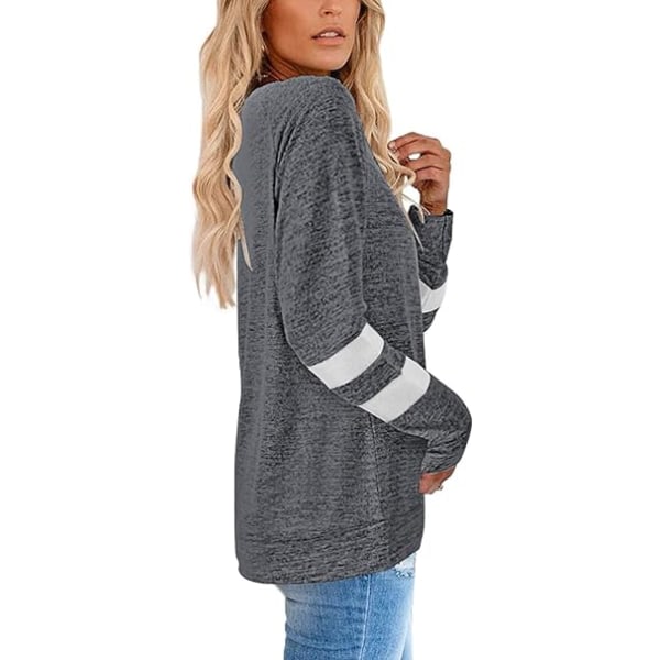 Mørkegrå S hættetrøje patchwork T-shirt løs top Dark grey S