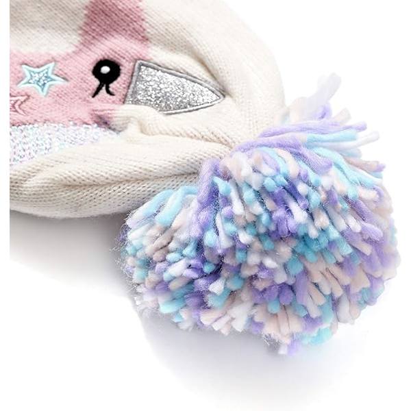 Barnens Broderade Mössa och Vantar Set Vinter Pompom Mössa Mjuk