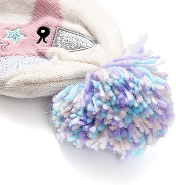 Børne Broderet Beanie Handske Sæt Vinter Pompom Beanie Hat Blød