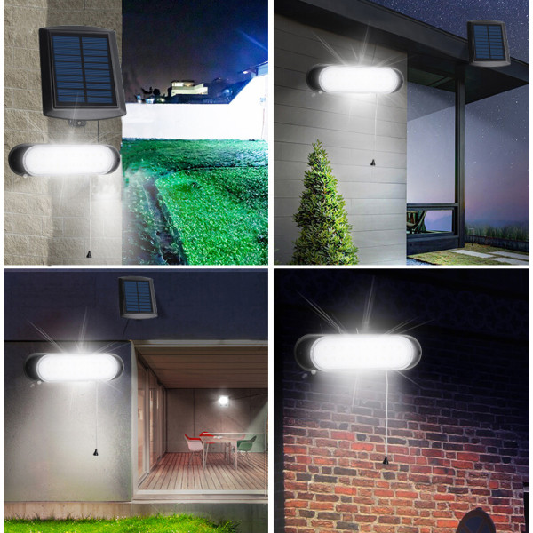 Hageveggmontert solcellelampe med splitttype og trekkledning