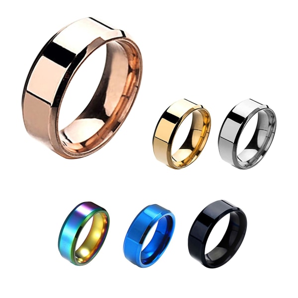 1 st ring unisex rostfritt stål spegel lätt finger ring för bröllop Black US 8