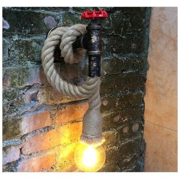 Retro væglampe med hampereb, hængelampe væglampe industriel vandrørslampe Creative E27 Socke