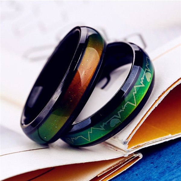 Snygg Ring i Rostfritt Stål med Tryckt Mönster - Unisex Rund Parring för Dejting US 7 Mens