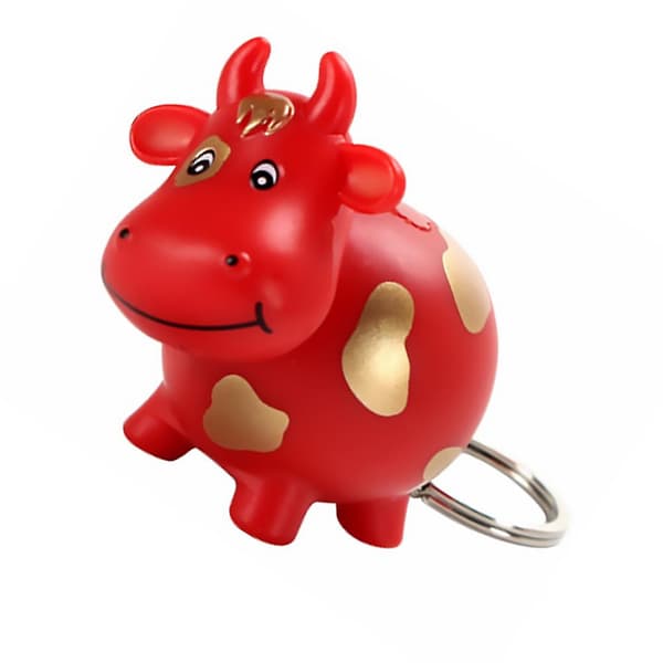 1 st Adorable Delicate Creative Led Light Ox Pendant Ox Keychain Glow Vocal Key Ring