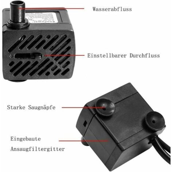 Akvariumpump Mini vattenpump med LED 150L/h 2W litet akvarium, trädgård, fontän, trädgårdsdamm, fontän, akvariumpump.