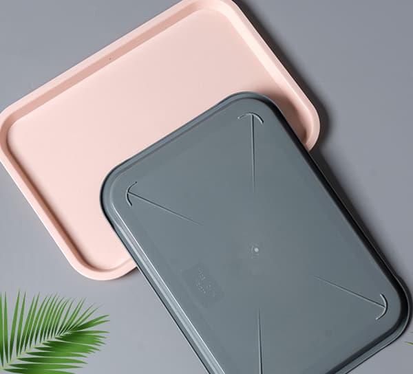 Frugtfad Kagefad Børnehavebakke Rektangulær Plastik , Pink , Lille 35*25*2cm,