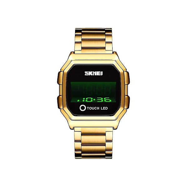 Mænds 1650 Led Digital Sports Militær Touch Screen Vandafvisende Ur - 42 Mm - Guld