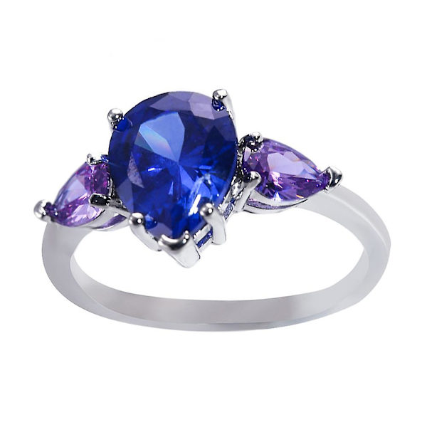 Mode Kvinnor Falsk Safir Ametist Finger Ring Bröllop Fest Smycken Present US 9
