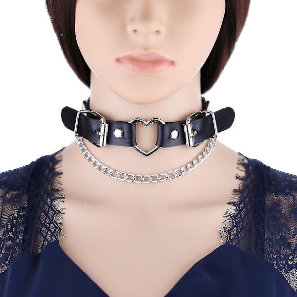 Goth Svart Hjärta Halsband Punk Halsband Krage För Flicka Cool Choker Hals Cosplay Smycken Egirl Gotiska Tillbehör red