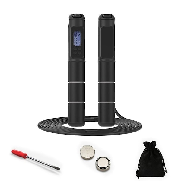 Hopprep, Justerbar Digital Räknare Hopprep För Fitness, Träning, Träning, Boxning, Gym Two-Tone Grey And Black
