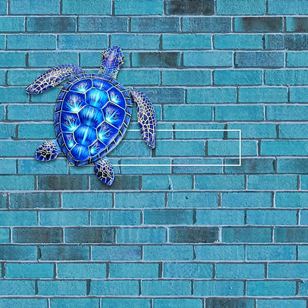 Metal Jern Skildpadde, Udendørs Vægindretning, Hængende Kunst Havskulptur Til Pool, Have Eller Badeværelse (blå)