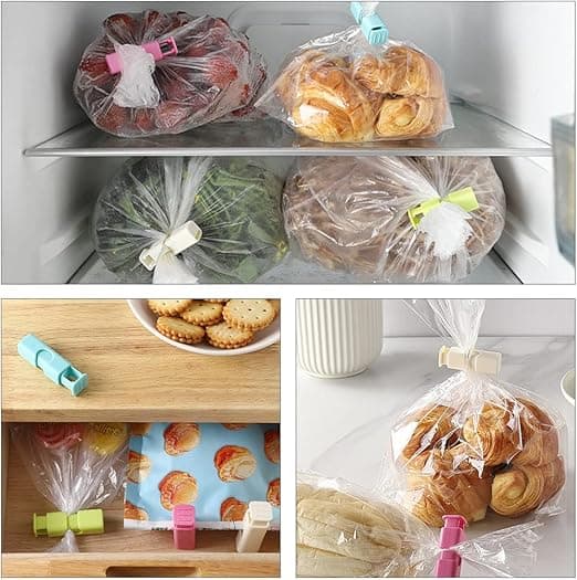 8 kompressions snackpose forseglingsclips, skridsikker forseglingspose