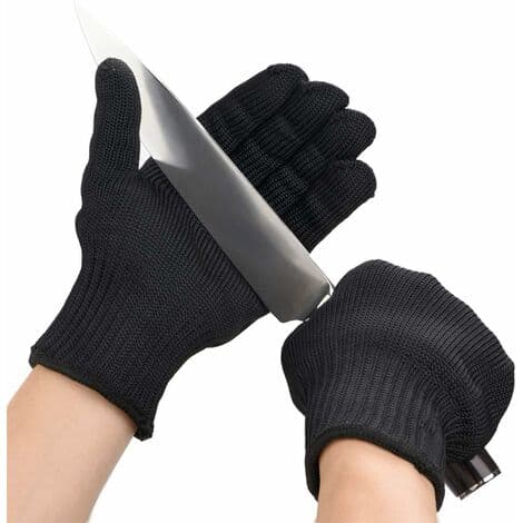 Sikkerhedshandsker til mænd i kevlar garn og rustfrit stål M Sort
