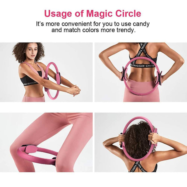 Pilates Ring Magic Fitness Circle, rikkoutumaton joogarengas Pilates Fitness Circle kiinteyttämiseen reisien Vatsalihasten ja jalkojen vastustusharjoittelu Vartalo Urheilu Fitness Pink